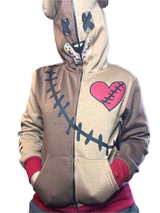 peepin & creepin Other - Neon Buddha Teddy Bear "Peepin and Creepin" Patchwork Hoodie